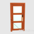 Door With Three Glass Wood Frame