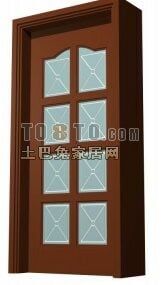Blur Glass Door Wood Frame 3d model