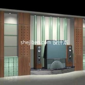 Tv Cabinet With Glass Decorative 3d model