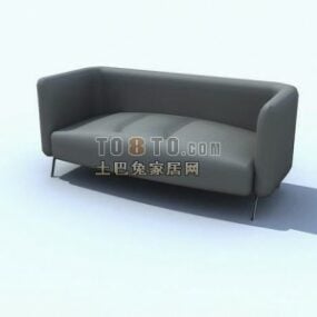 Purple Leather Sofa With Cushion 3d model