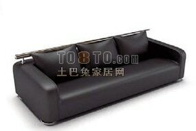 Black Leather Boutique Sofa Set 3d model