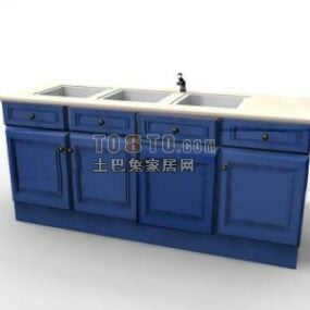 Kitchen Cabinet Blue Color 3d model