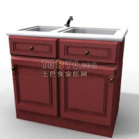 Kitchen Washbasin Wooden Cabinet 3d model