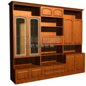 Muebles de estantería clásica de madera amarilla modelo 3d