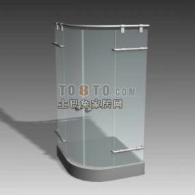 Bathroom Curved Glass Wall 3d model