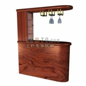 Wine Rack Wooden Cabinet 3d model