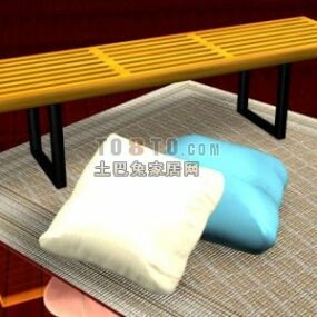 Pillow Cushion And Table 3d model