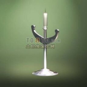 Lámpara de vela con candelabro plateado modelo 3d