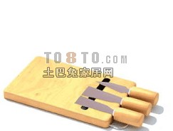 Kitchen Knife With Board 3d model