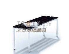 Black Table White Steel Leg 3d model