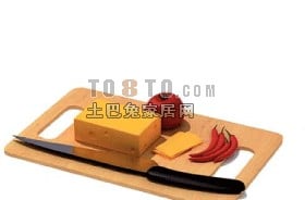 Kjøkken Matkake ombord med kniv 3d-modell