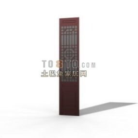3д модель китайской двери из коричневого дерева