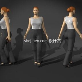 Středního věku Lady Girl Character 3D model