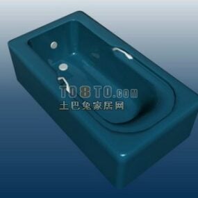 Blue Plastic Bathtub 3d model