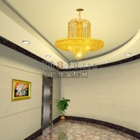 Curved Room With Chandelier 3d model