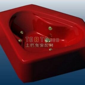 Modello 3d della vasca da bagno rossa