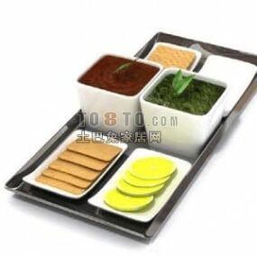 Tableware Food Disc On Tray 3d model