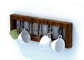 Kitchen Accessories Cup With Shelf Holder 3d model