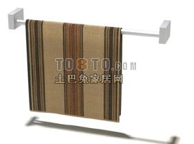 Green Textile Towel On Steel Stand 3d model