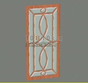 Puerta de vidrio con patrón de marco de madera modelo 3d