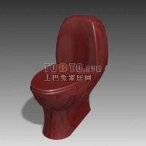 Toilettes en porcelaine rouge modèle 3D