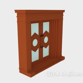 Matériau en bois à double porte ouverte modèle 3D