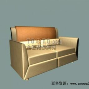 Office Furniture Leather Sofa Two Seats 3d model