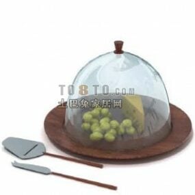 Kitchen Tableware With Tray And Glass Cover 3d model