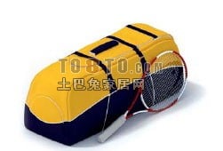 Raquete de tênis esportiva com bolsa amarela Modelo 3D