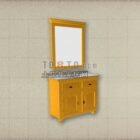 Bathroom Mirror Table Yellow Wood