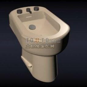 Tuvalet Bej Seramik Malzemesi 3d model