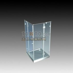 Bagno con doccia quadrato in vetro modello 3d