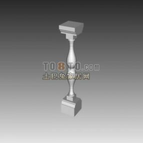 Classic Column With Carved Head Decorative 3d model