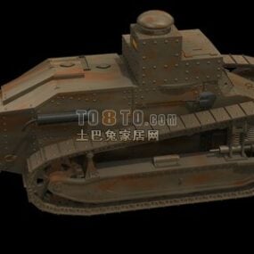 Modelo 1d del tanque de la Primera Guerra Mundial con arma rusa vintage