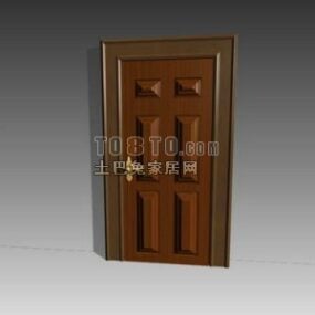 Porta de madeira antiga com alça de latão modelo 3d