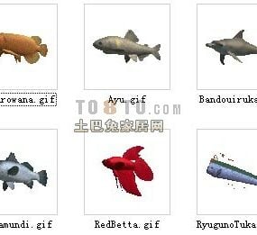 مجموعة أسماك حوض السمك الحيوانية نموذج ثلاثي الأبعاد