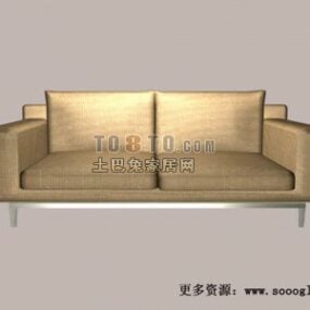 3д модель фиолетового кожаного дивана с подушкой