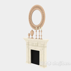 椭圆形镜子雕刻框架3d模型