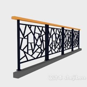 Iron Railing With Wooden Handle 3d model