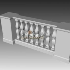 3D-Modell der klassischen Handlaufkomponente der europäischen Architektur