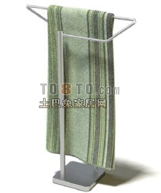 Bathroom Towel On Curved Hanger 3d model