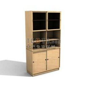 3д модель офисного шкафа с деревянным материалом