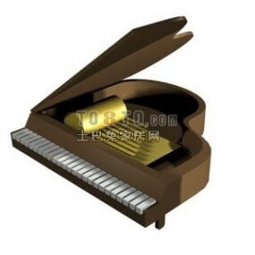 Black Grand Piano Full Size 3d model