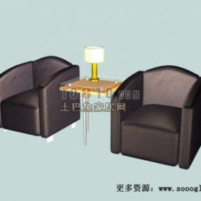 Office Furniture Two Armchair With Tea Table 3d model