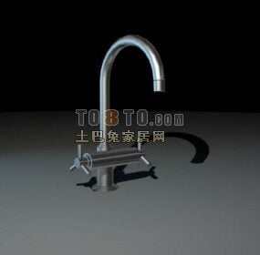 Curved Water Tap Chrome Material 3d model