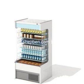 Supermarktregal mit Lebensmittel- und Getränkeflasche 3D-Modell