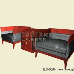 Office Furniture Armchair With Classic Tea Table 3d model