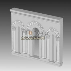 European Wall Door With Carved Decorative 3d model
