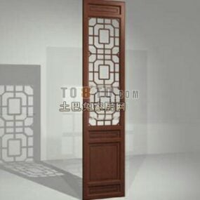 Aasialainen ovi veistetyllä kehyksellä 3d-malli