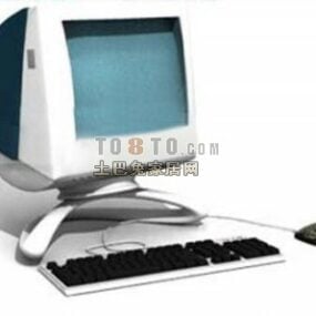 מחשב מחשב משנות ה-1990 עם צג Crt דגם תלת מימד